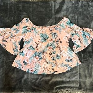 Pink off of the shoulder blouse